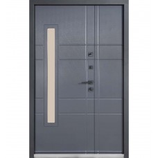 Двері вхідні БУЛАТ Термо Хаус модель 705/431 — 1200 мм Темний антрацит/Антрацит сірий
