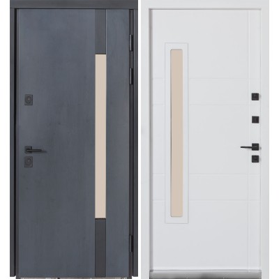 Вхідні двері БУЛАТ Термо Хаус модель 705/431 Темний антрацит/Білий атласний
