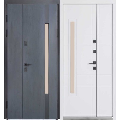 Вхідні двері БУЛАТ Термо Хаус модель 705/431 — 1200 мм Темний антрацит/Білий атласний