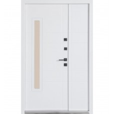 Двері вхідні БУЛАТ Термо Хаус модель 705/431 — 1200 мм Темний антрацит/Білий атласний