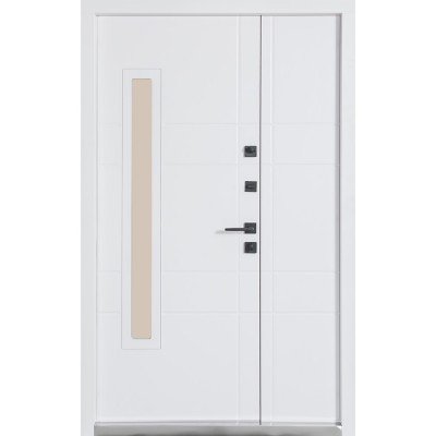 Вхідні двері БУЛАТ Термо Хаус модель 705/431 — 1200 мм Темний антрацит/Білий атласний