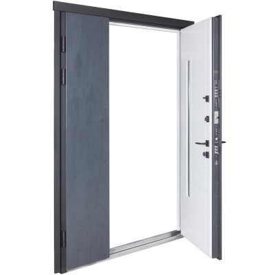 Вхідні двері БУЛАТ Термо Хаус модель 705/431 — 1200 мм Темний антрацит/Білий атласний