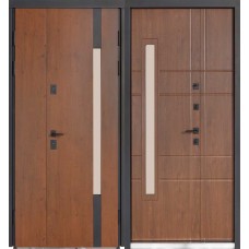 Двері вхідні БУЛАТ Термо Хаус модель 705/431 — 1200 мм Дуб бронза/Горіх натуральний