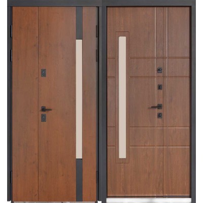 Входные двери БУЛАТ Термо Хаус модель 705/431 — 1200 мм Дуб бронза/Орех натуральный