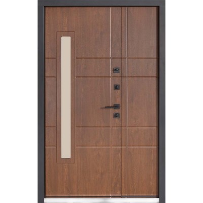 Входные двери БУЛАТ Термо Хаус модель 705/431 — 1200 мм Дуб бронза/Орех натуральный