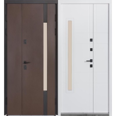 Входные двери БУЛАТ Термо Хаус модель 705/431 — 1200 мм Венге темный/Белый атласный