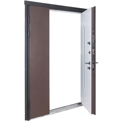 Входные двери БУЛАТ Термо Хаус модель 705/431 — 1200 мм Венге темный/Белый атласный