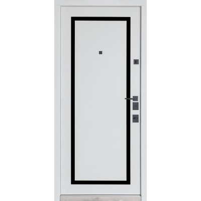 Вхідні двері БУЛАТ Термо Олимп модель 575/568 Оксид чорний/Білий матовий