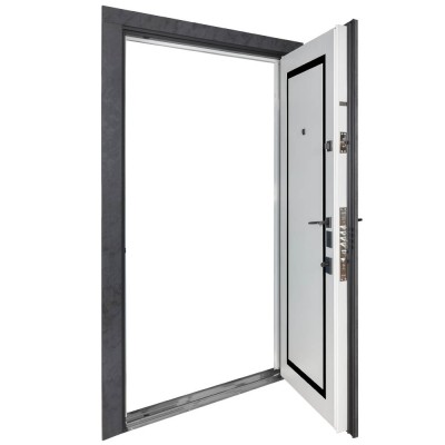 Вхідні двері БУЛАТ Термо Олимп модель 575/568 Оксид чорний/Білий матовий