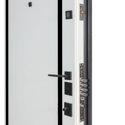 Вхідні двері БУЛАТ Термо Олимп модель 575/568 Оксид чорний/Білий матовий