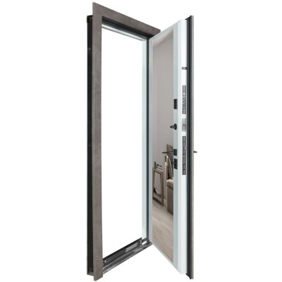 Входные двери БУЛАТ Термо Ультра модель 546/607 Антрацит серый/Белая шагрень