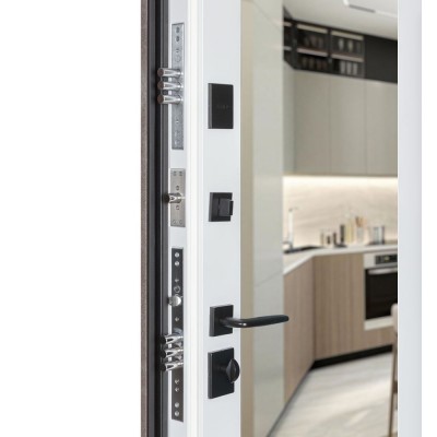 Входные двери БУЛАТ Термо Ультра модель 546/607 Антрацит серый/Белая шагрень