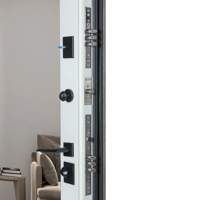 Входные двери БУЛАТ Термо Ультра модель 546/607 Антрацит серый/Белая шагрень