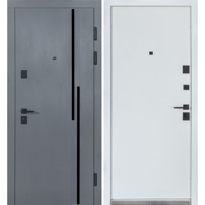 Входные двери БУЛАТ Термо Ультра модель 567 Гладкая хром/Белый матовий