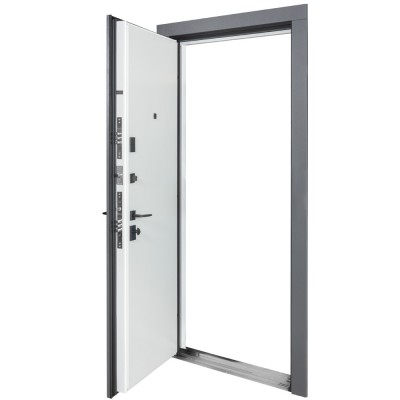 Входные двери БУЛАТ Термо Ультра модель 567 Гладкая хром/Белый матовий