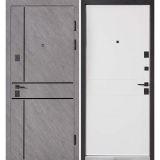 Двері вхідні БУЛАТ Ультра модель 540/249 Зріз каменю/Білий матовий гладкий