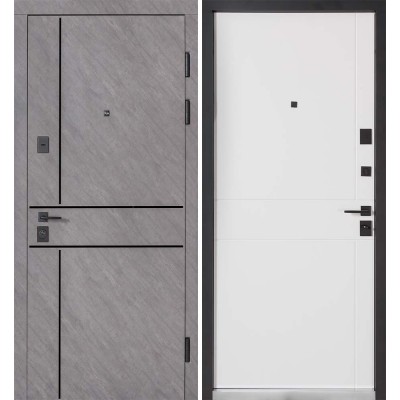 Вхідні двері БУЛАТ Ультра модель 540/249 Зріз каменю/Білий матовий гладкий