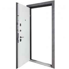 Двері вхідні БУЛАТ Ультра модель 540/249 Зріз каменю/Білий матовий гладкий