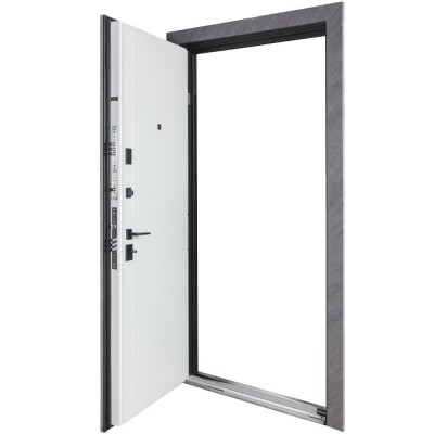 Вхідні двері БУЛАТ Ультра модель 540/249 Зріз каменю/Білий матовий гладкий