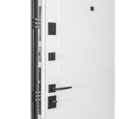 Вхідні двері БУЛАТ Ультра модель 540/249 Зріз каменю/Білий матовий гладкий