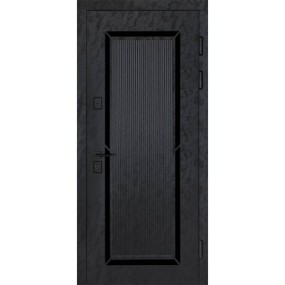 Входные двери БУЛАТ Цитадель В-83 (квадро) Kale модель 594/605 дзеркало Оксид черный весь декор/Белая шагрень