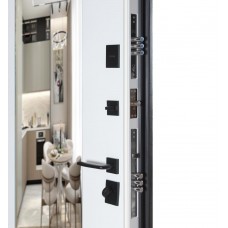 Двері вхідні БУЛАТ Цитадель В-83 (квадро) Kale модель 594/605 Дзеркало оксид чорний весь декор/Біла шагрень