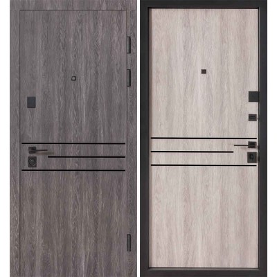 Входные двери БУЛАТ Revolut В-85 (квадро) Kale модель 544 Дуб немо карбон/Дуб немо серебрянный