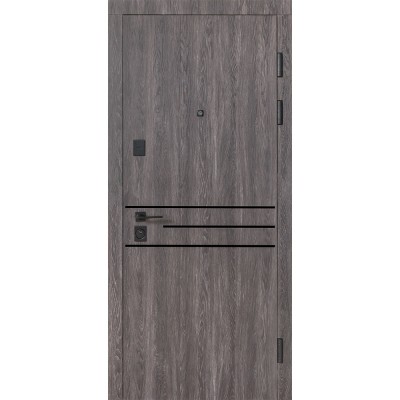 Входные двери БУЛАТ Revolut В-85 (квадро) Kale модель 544 Дуб немо карбон/Дуб немо серебрянный