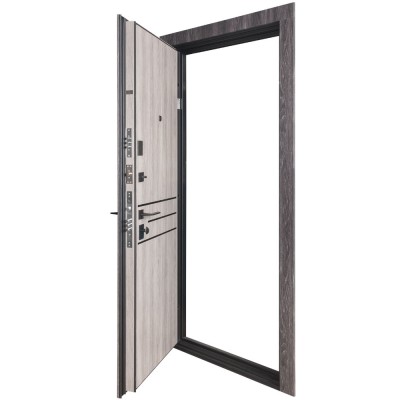 Входные двери БУЛАТ Revolut В-85 (квадро) Kale модель 544 Дуб немо карбон/Дуб немо серебрянный