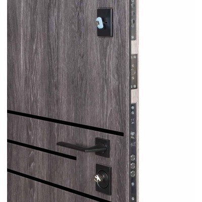 Входные двери БУЛАТ Revolut В-85 (квадро) Kale модель 544 Дуб немо карбон/Дуб немо серебрянный