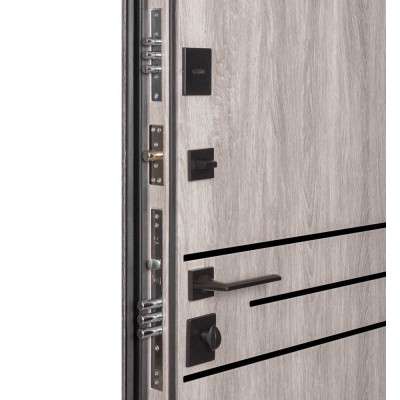 Входные двери БУЛАТ Revolut В-85 (квадро) Kale модель 544 Дуб немо карбон/Дуб немо серебрянный