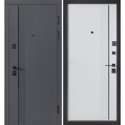 Входные двери БУЛАТ Revolut В-85 (квадро) Kale модель 591 Антрацит/Белая шагрень