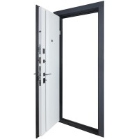 Двери входные БУЛАТ Revolut В-85 (квадро) Kale модель 591 Антрацит/Белая шагрень