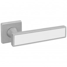 Дверная ручка SoShic L02 (SL14-ZCS/BI) матовый хром-белый декор, на квадратной розетке VIS белый декор