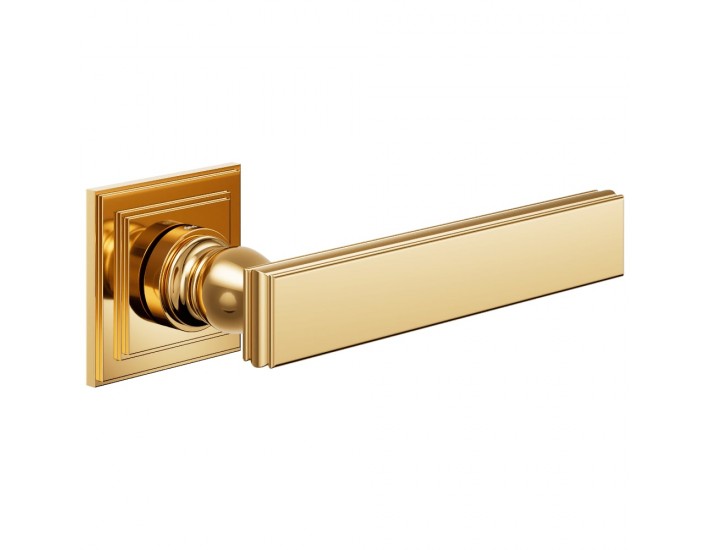 Фото Дверна ручка Lucrezia 02 (LT14-PVD-BG) антична полірована золото, на квадратній розетці R 1