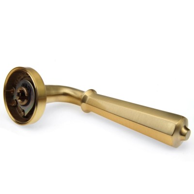 Ручка дверна на круглій розетці Frosio Bortolo колекція Fadex (Фадекс) Denver 424V S01 - матова латунь