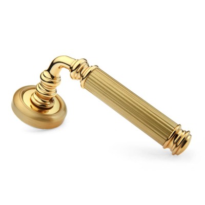 Ручка дверна на круглій розетці Frosio Bortolo колекція Fadex (Фадекс) Rania 246V L03 - латунь полірована/ латунь матова