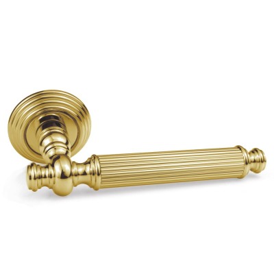 Ручка дверная на круглой розетке Frosio Bortolo коллекция Fadex (Фадекс) Regina 353P L01-латунь полированная