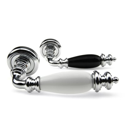 Ручка дверна на круглій розетці Frosio Bortolo колекція Fadex (Фадекс) Siena Ceramic 473V C01-хром полірований/біла кераміка