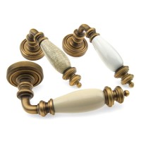 Дверна ручка Fadex (Фадекс) Siena Ceramic 473V B02-бронза матова/біла кераміка