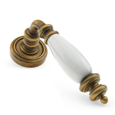 Ручка дверна на круглій розетці Frosio Bortolo колекція Fadex (Фадекс) Siena Ceramic 473V B02-бронза матова/біла кераміка