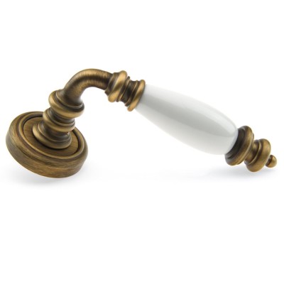 Ручка дверна на круглій розетці Frosio Bortolo колекція Fadex (Фадекс) Siena Ceramic 473V B02-бронза матова/біла кераміка