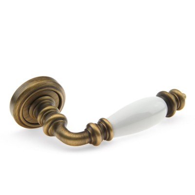 Ручка дверна на круглій розетці Frosio Bortolo колекція Fadex (Фадекс) Siena Ceramic 473V B02-бронза матова/біла кераміка