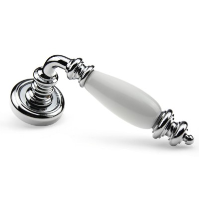 Ручка дверна на круглій розетці Frosio Bortolo колекція Fadex (Фадекс) Siena Ceramic 473V C01-хром полірований/біла кераміка