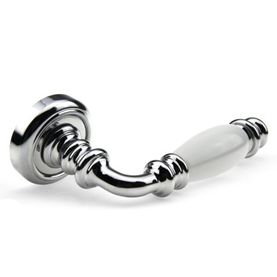 Ручка дверна на круглій розетці Frosio Bortolo колекція Fadex (Фадекс) Siena Ceramic 473V C01-хром полірований/біла кераміка