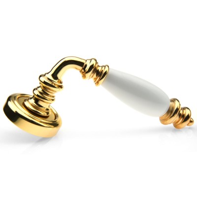 Ручка дверна на круглій розетці Frosio Bortolo колекція Fadex (Фадекс) Siena Ceramic V L01-латунь полірована/біла кераміка