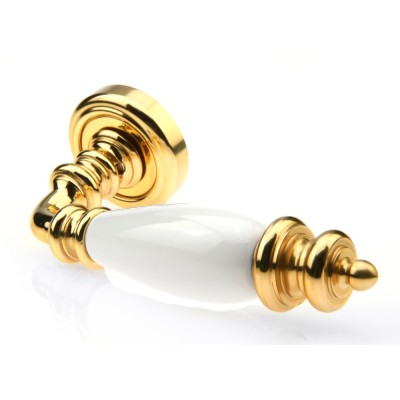 Ручка дверна на круглій розетці Frosio Bortolo колекція Fadex (Фадекс) Siena Ceramic V L01-латунь полірована/біла кераміка