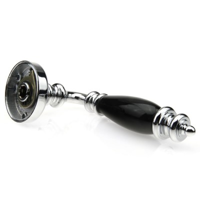 Ручка дверна на круглій розетці Frosio Bortolo колекція Fadex (Фадекс) Siena Ceramic 474V C01-хром полірований/чорна кераміка