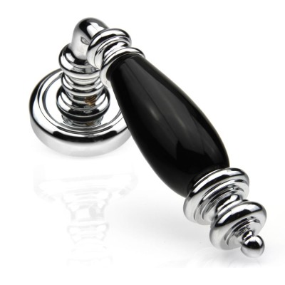 Ручка дверна на круглій розетці Frosio Bortolo колекція Fadex (Фадекс) Siena Ceramic 474V C01-хром полірований/чорна кераміка