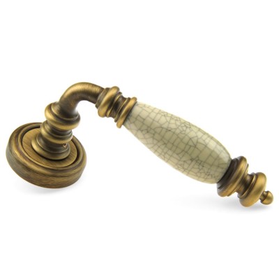 Ручка дверна на круглій розетці Frosio Bortolo колекція Fadex (Фадекс) Siena Ceramic 476V B02-бронза матова/потресканная кераміка